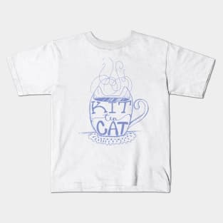 Kitty Cat - Tea Lover Lettering Art - Visual Pun - Mug - Light Blue Kids T-Shirt